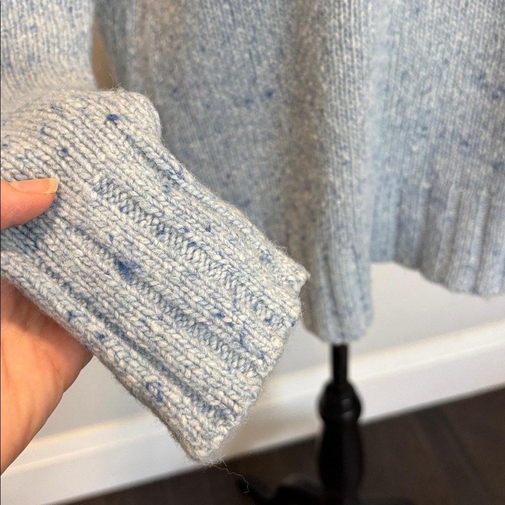 J.Crew Blue Merino Wool Chunky Knit Mock Neck Sweater Turtleneck Oversized Small - Picture 7 of 14
